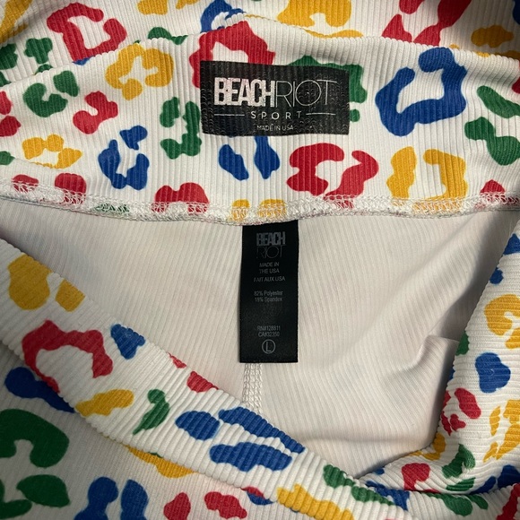 Beach Riot Set Primary Color Leopard Print Matching Set SZ Large - Picture 7 of 11